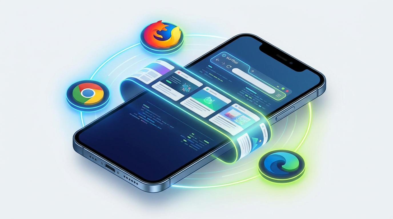 eBesucher surfbar on a smartphone with various mobile browsers