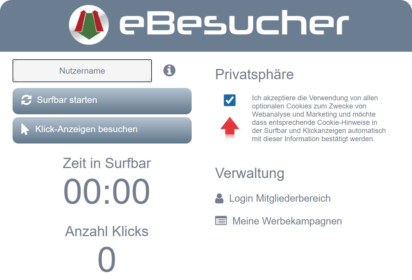 eBesucher Addon Einstellungen