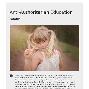 Anti-Authoritarian Education - Family & Relationship